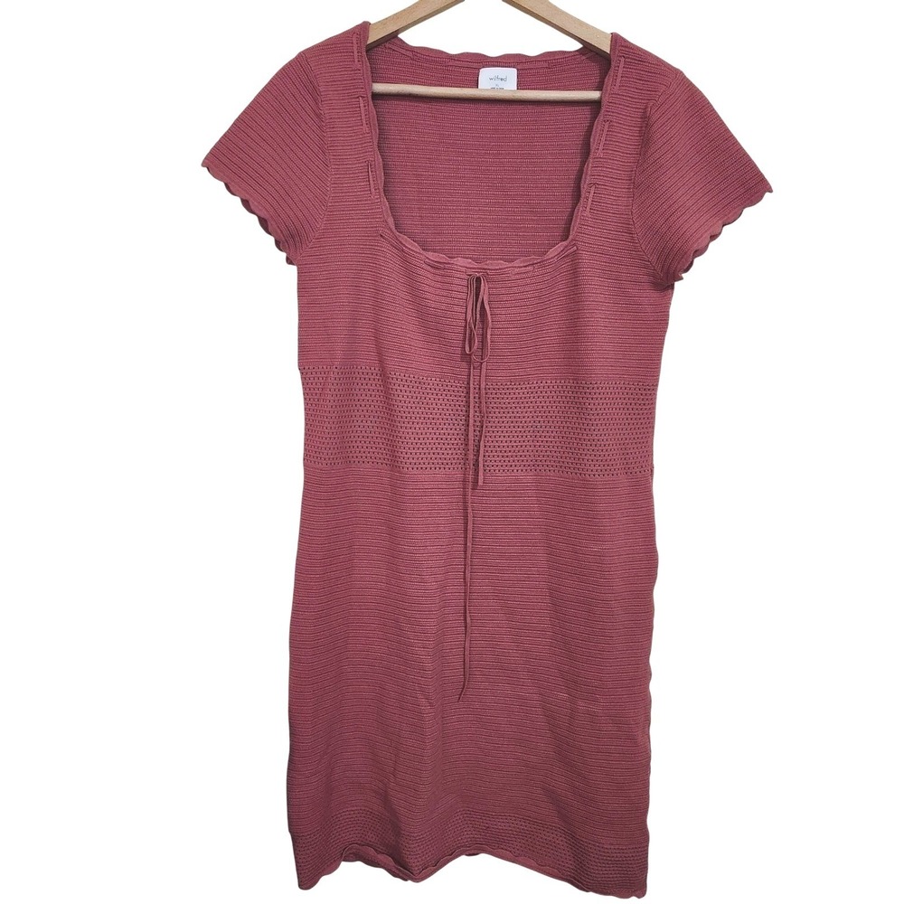 Wilfred Reception Mini Dress XL Pointelle Knit Wonder Yarn Cap Sleeve Mauve